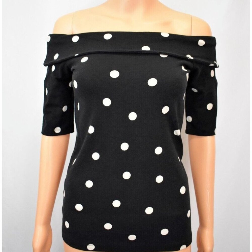 Ann Taylor Polka Dot Off The Shoulder Blouse Women's XS Classic Timeless Retro